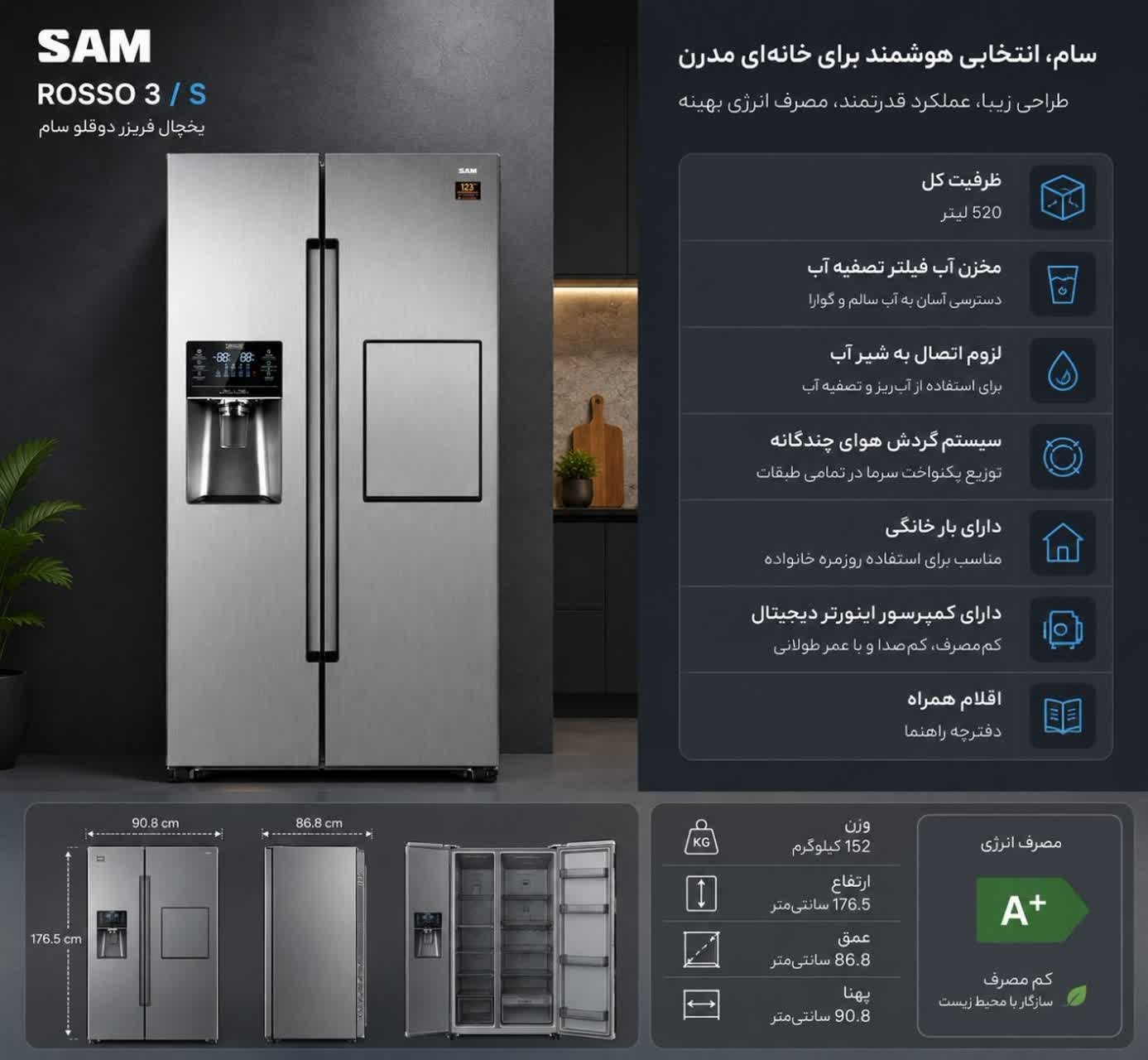  مشخصات وقیمت ساید روسو سام 