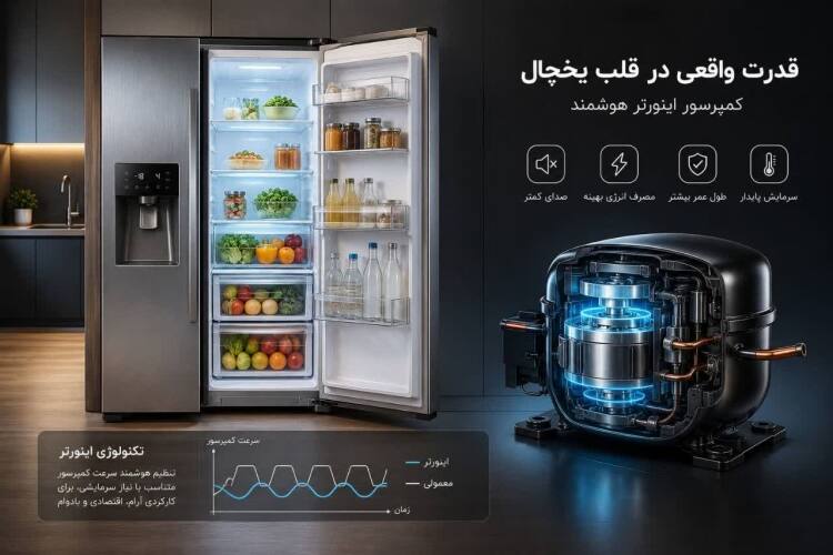 راهنمای جامع خرید یخچال فریزر ساید بای ساید؛ بررسی موتور، کمپرسور و امکانات